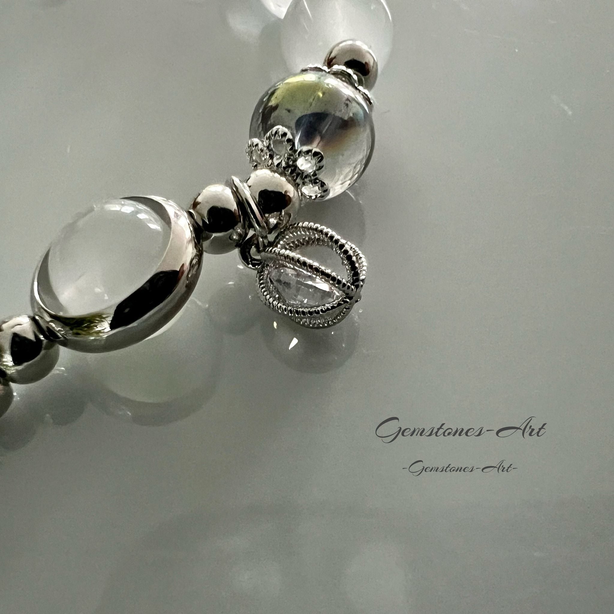 Armband maansteen met bergkristal image 2