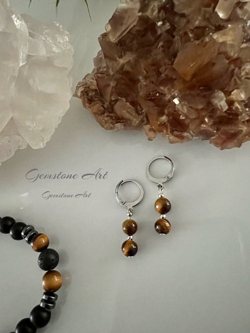 Armband &amp; oorbellen Tijgeroog (handmade) image 0