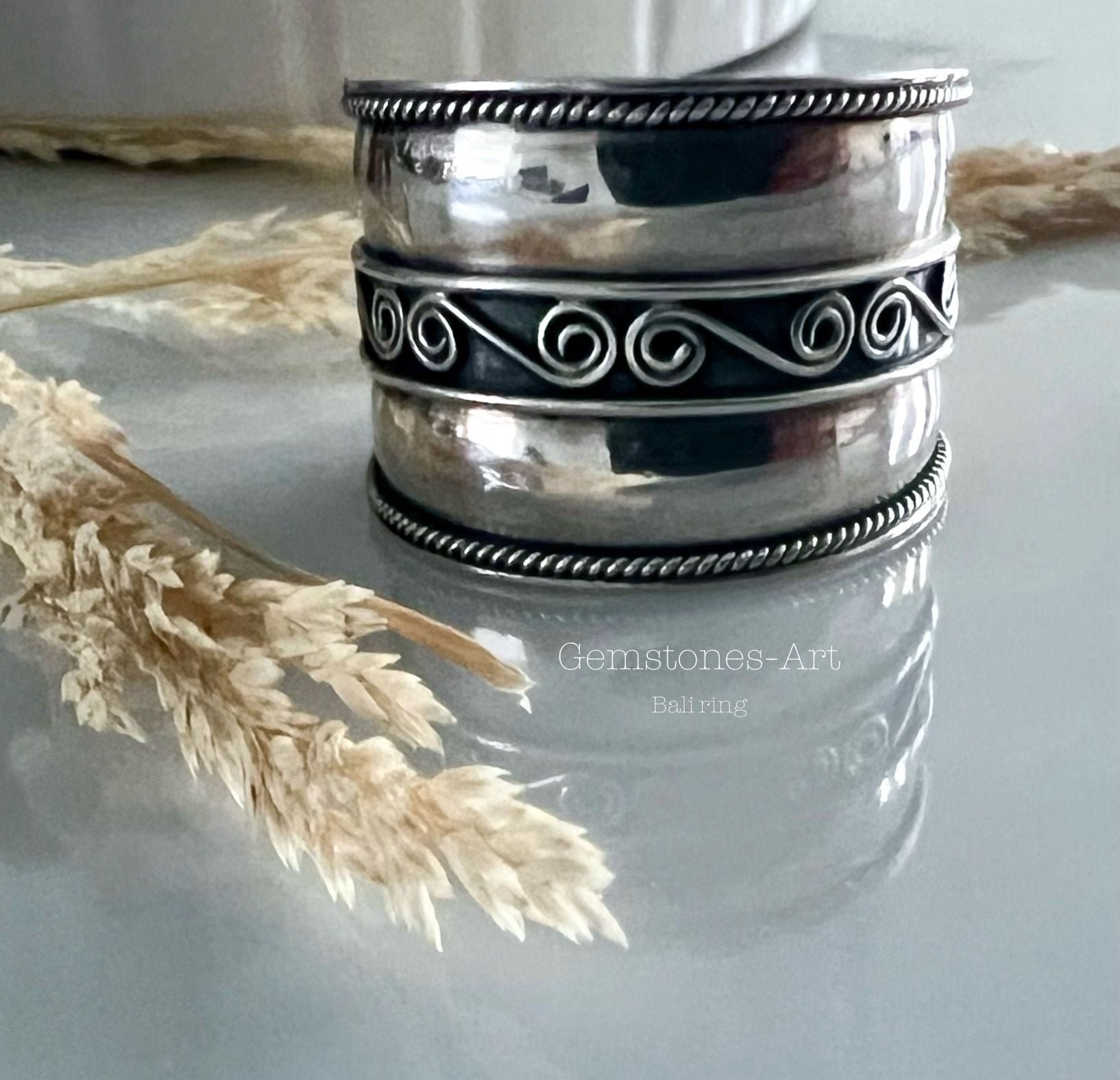 Bali swirl ring  - Echt zilver 925. Nikkelvrij - op voorraad maat 21mm + maat 18mm image 2