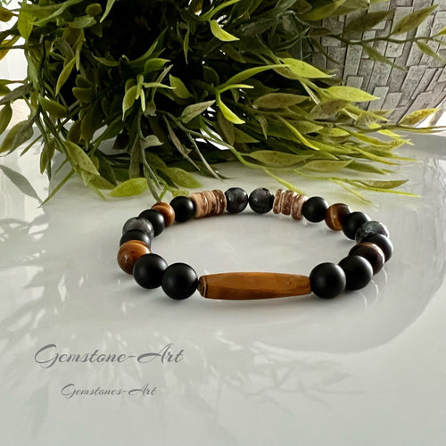 Armband (handmade) Toermalijn/tijgeroog/kokos/kraal -( handmade) image 0