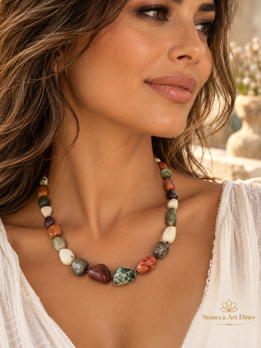 Edelstenen mix ketting