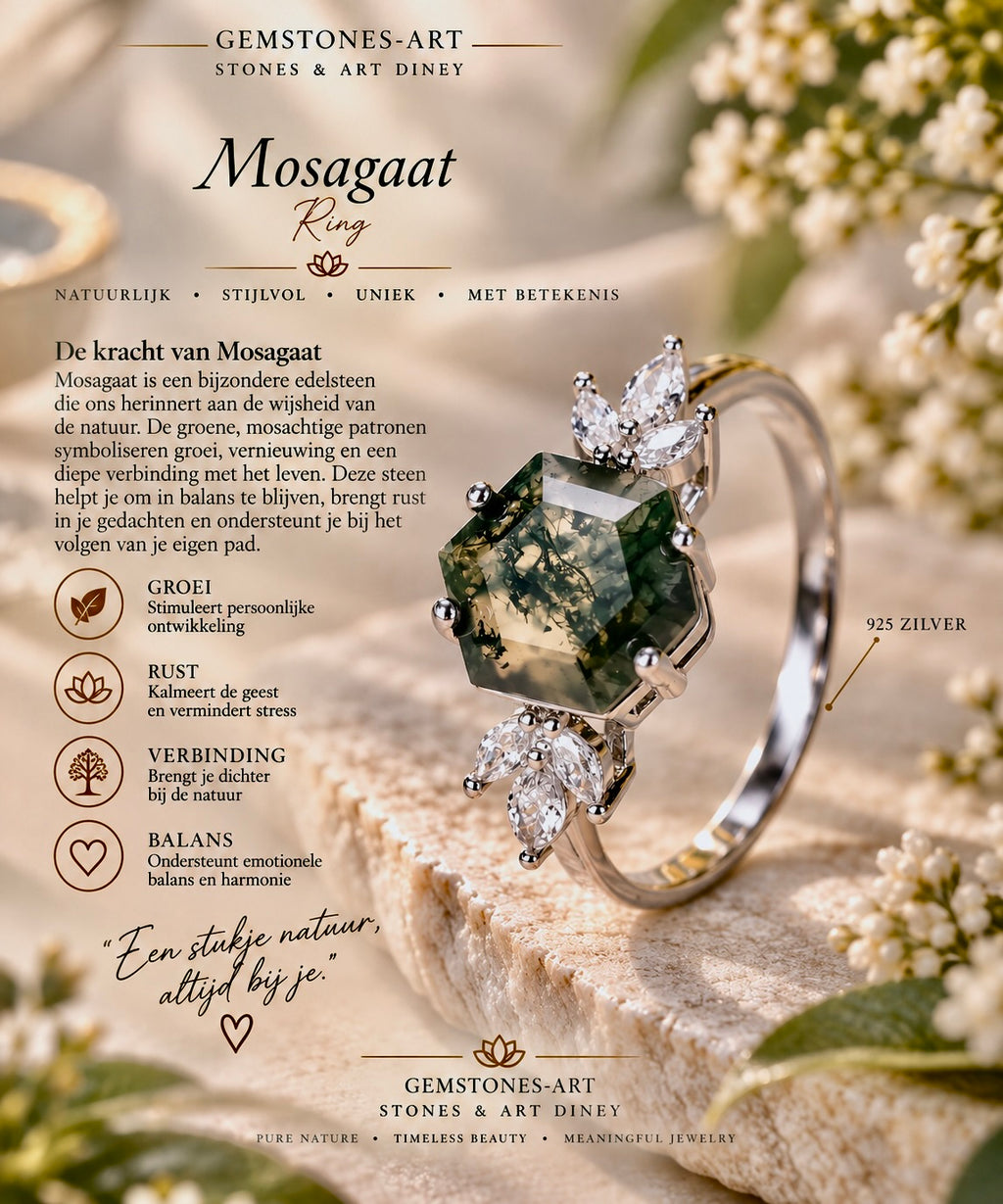 Ring Mosagaat zilver