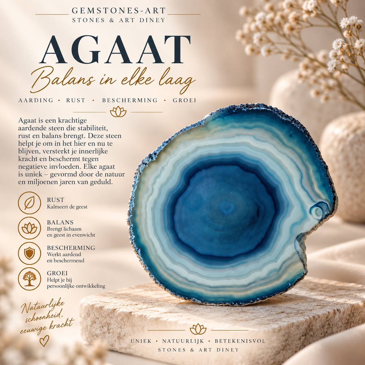 Agaat blauw gekleurd