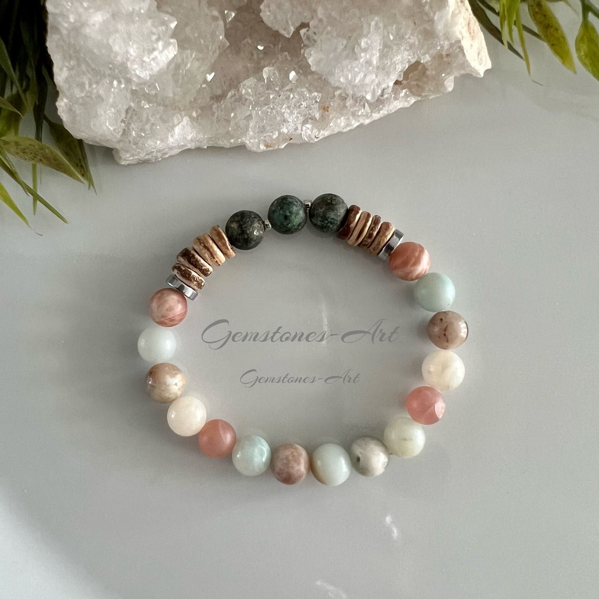 Armband Amazoniet/Afrikaans turquoise/kokos kraal - (Handmade) image 0