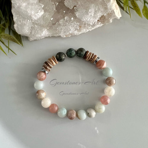 Armband Amazoniet/Afrikaans turquoise/kokos kraal - (Handmade) image 0