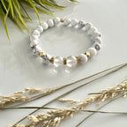 Dames Armband Howlite met bergkristal (handmade) image 0