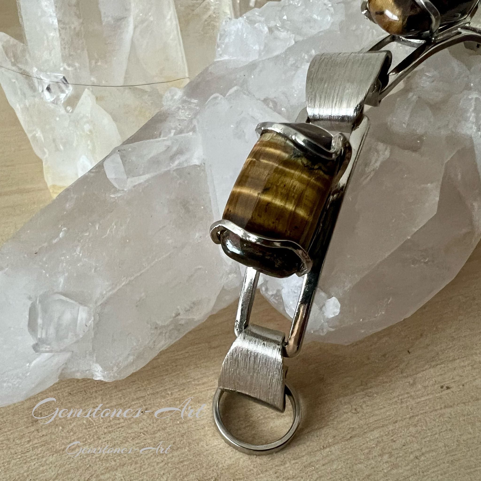 Armband Tijgeroog met kapittelslot  zilver (Handmade) image 1