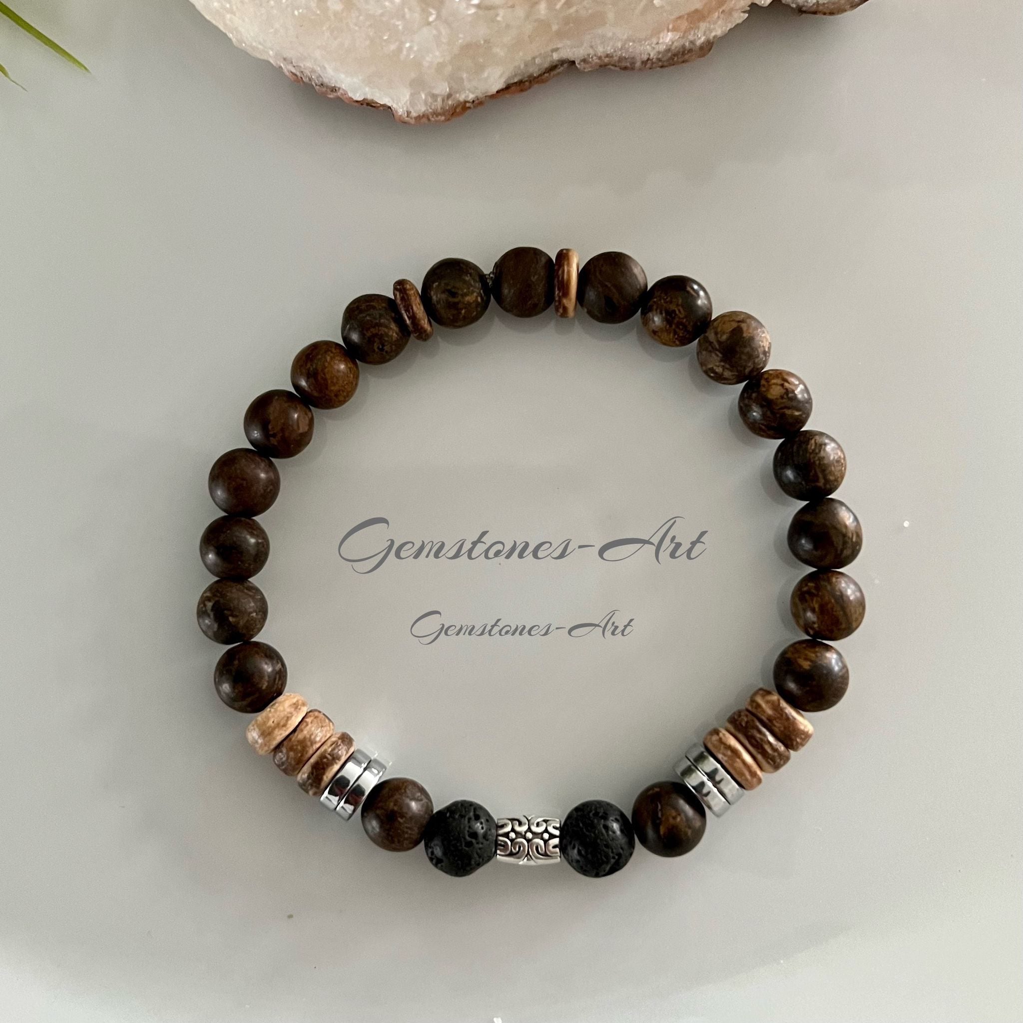 Armband Bronziet/kokos/kraal/hematiet - (handmade) image 1