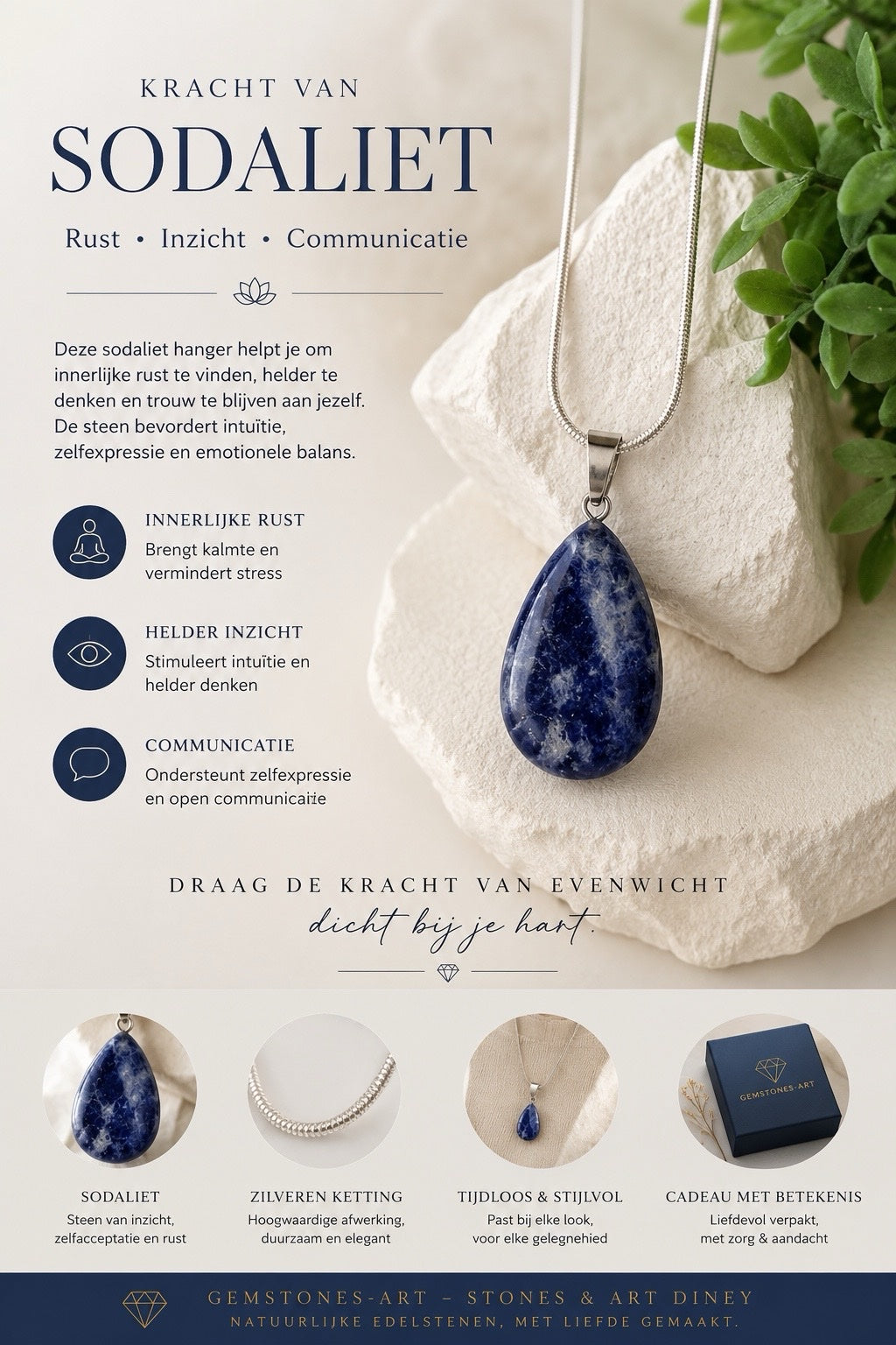 Sodaliet hanger met ketting image 0