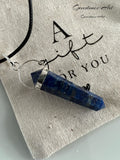 Hanger Lapis lazuli Dubbeleinder met Waxkoord image 0