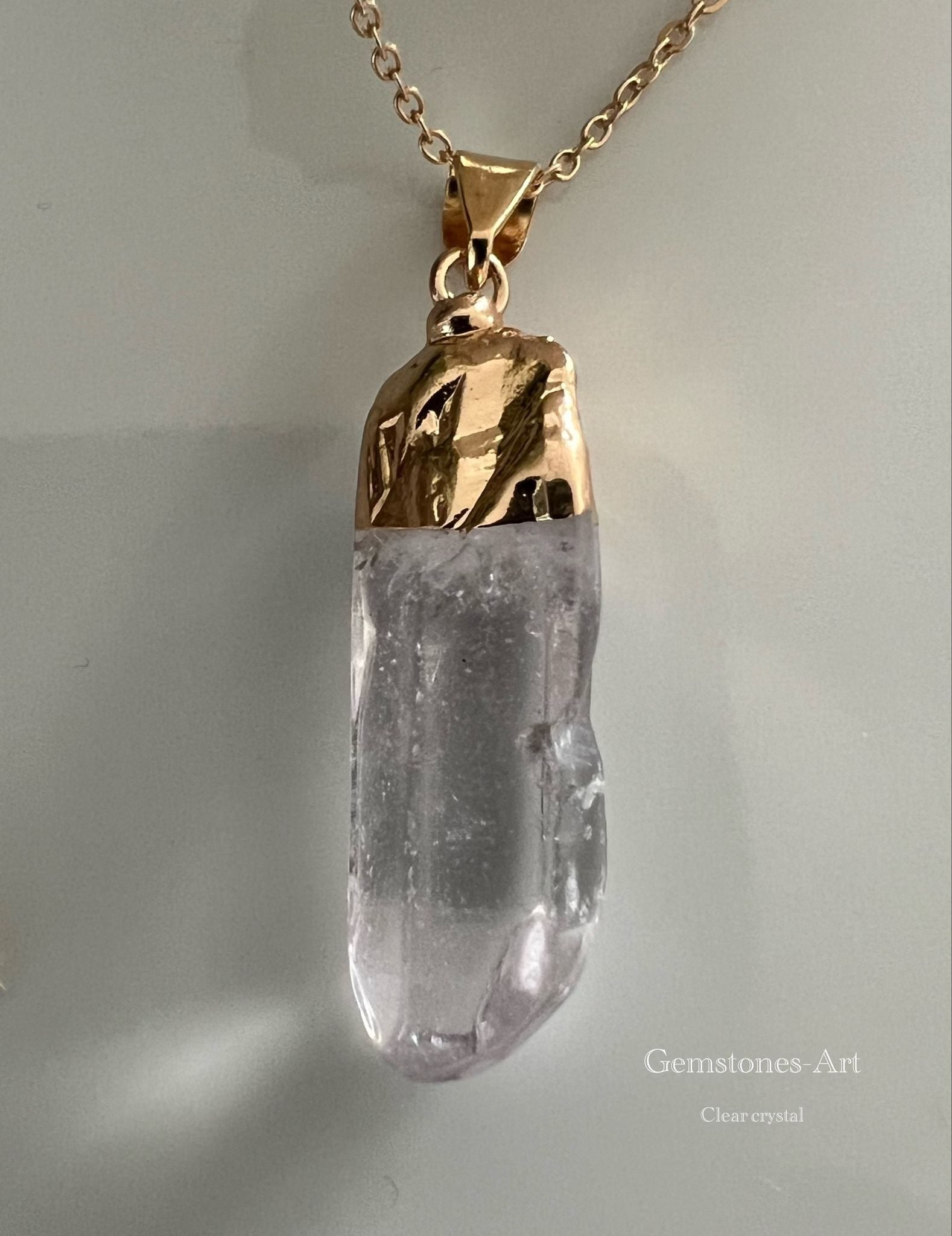 Bergkristal hanger met ketting image 0