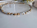 Dames ketting Czech Glaskraal goud/lichtgrijs ( Handmade) image 0