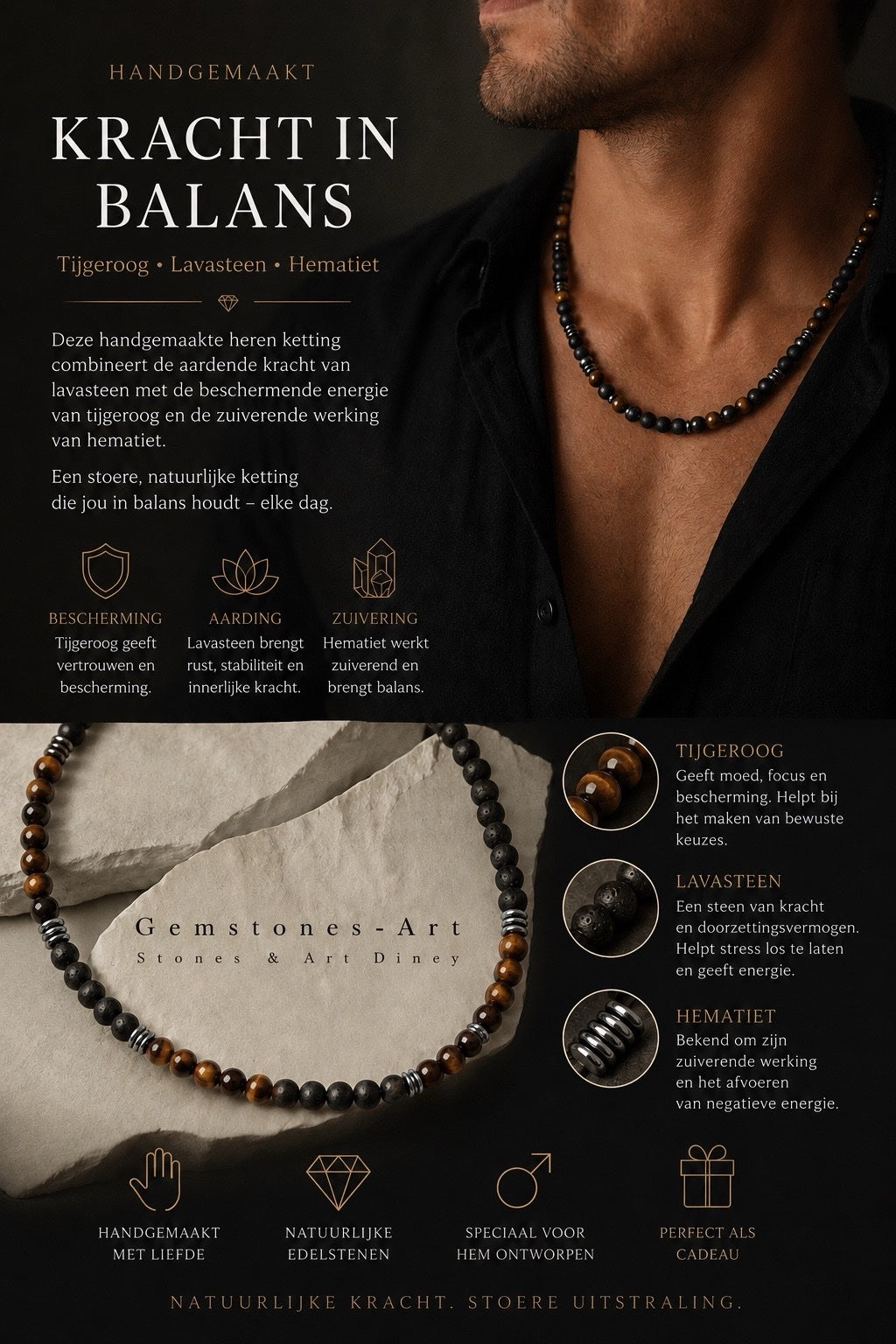 Heren edelstenen ketting image 0