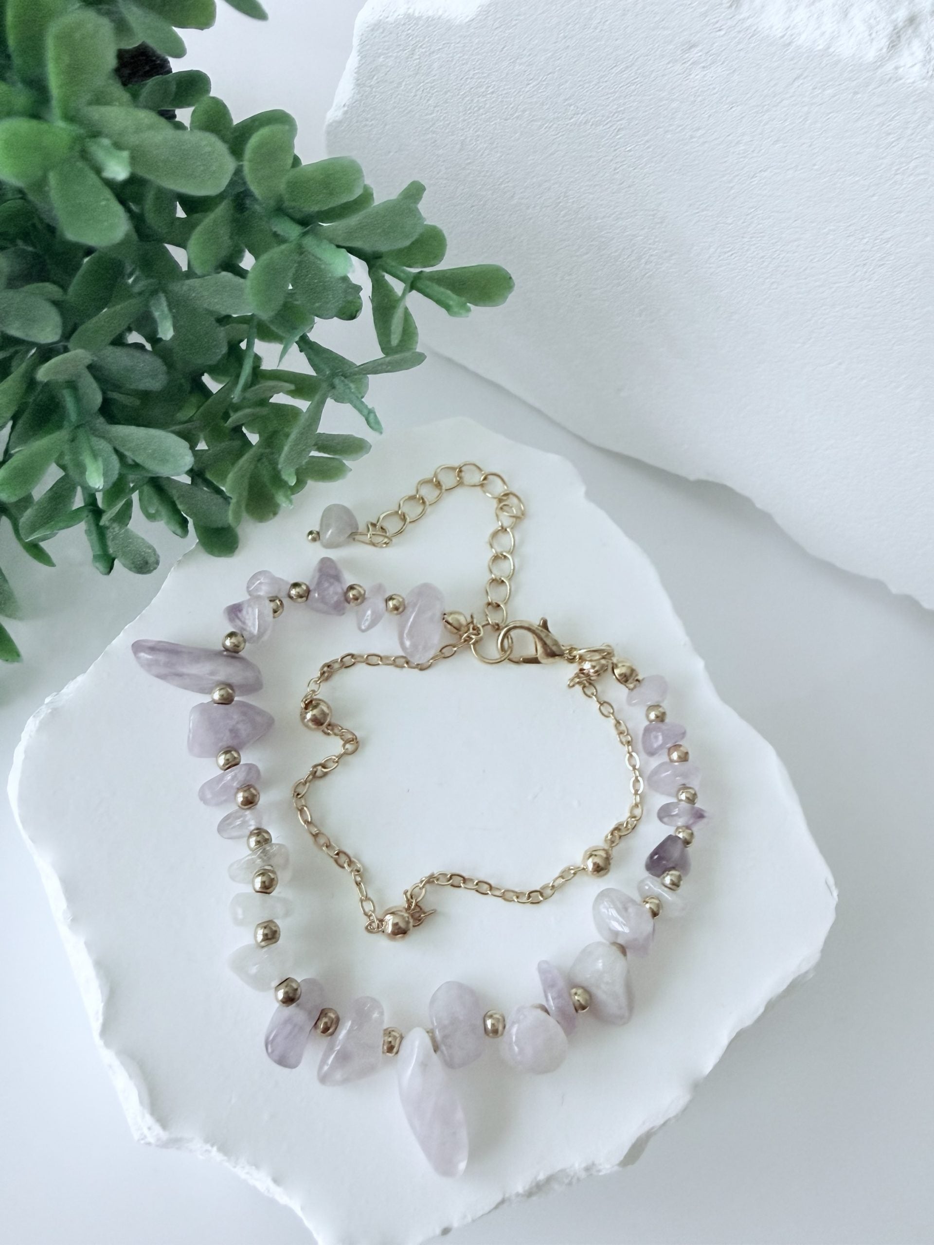 Dames armband amethist - afmeting: 17 cm verstelbaar tot 20cm image 1