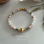 Armband  / witte jade / zoetwaterparel / vergulde facet kralen -(handmade) image 0