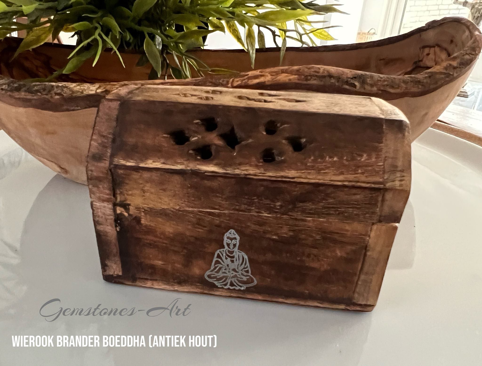 Wierook kegelbrander Boeddha (antiek hout). image 2