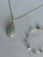Setje - ketting &amp; armband - gold - green aventurine ( handmade) image 2