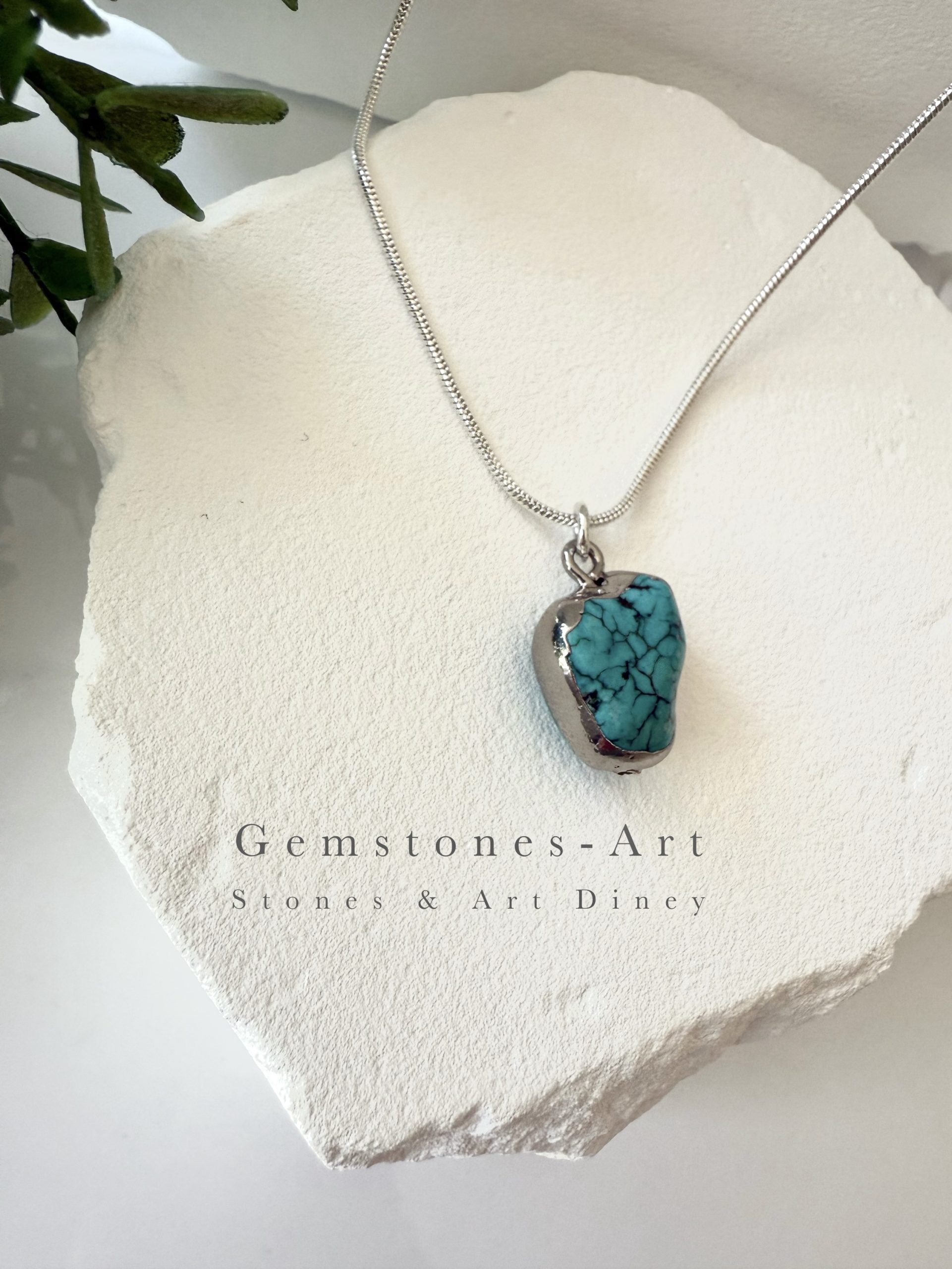 Ketting / turquoise hanger - zilver image 2