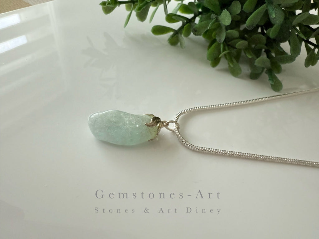 ketting met Aquamarijn hanger -925 zilver image 1