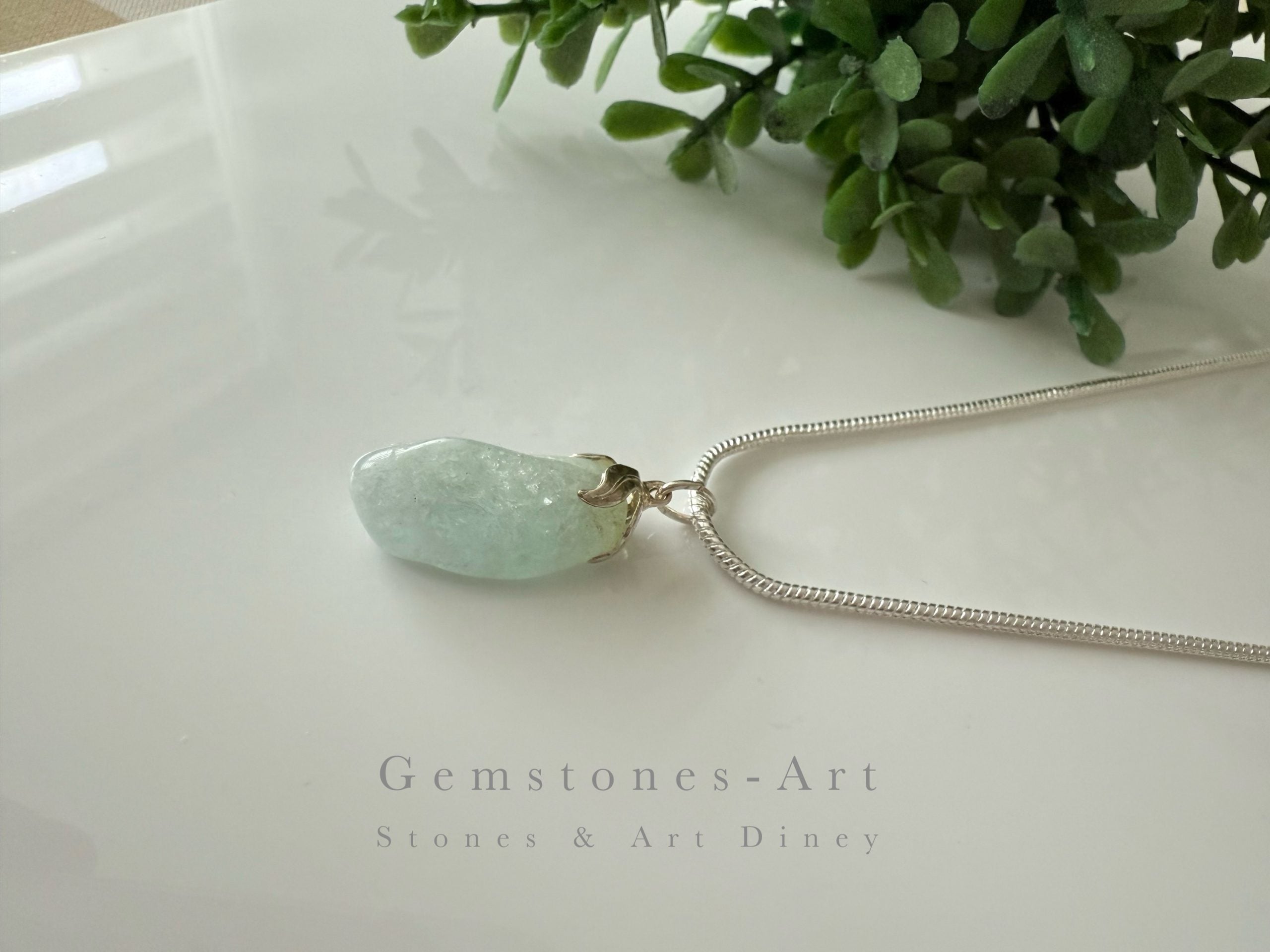 ketting met Aquamarijn hanger -925 zilver image 1