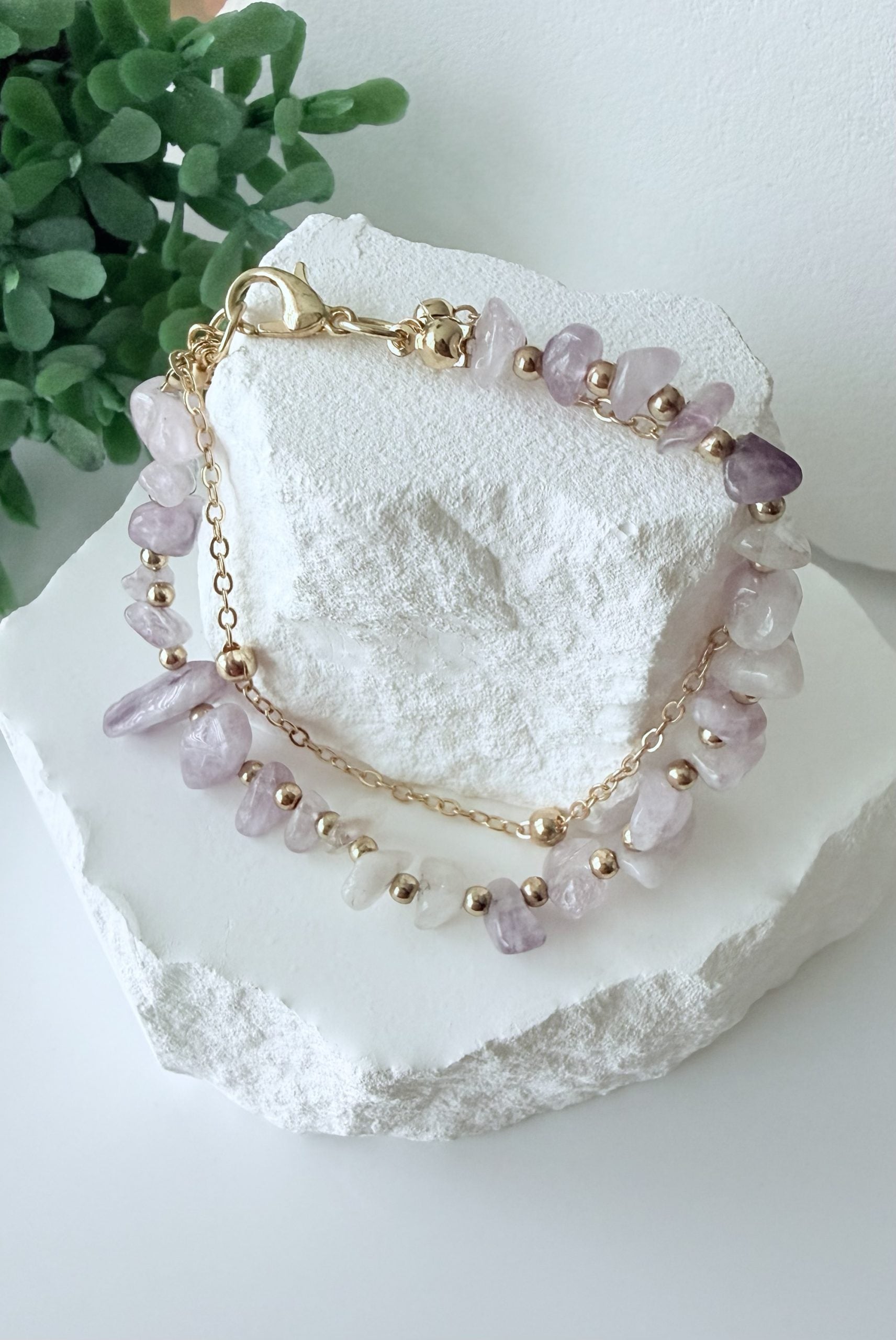 Dames armband amethist - afmeting: 17 cm verstelbaar tot 20cm image 0