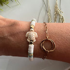 armband maansteen met schildpad tussen bedel image 2