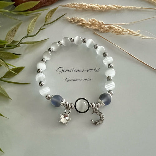Armband Maansteen  - met maan &amp; ster image 1