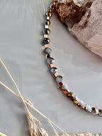 Dames ketting Czech Glaskraal goud/lichtgrijs ( Handmade) image 2