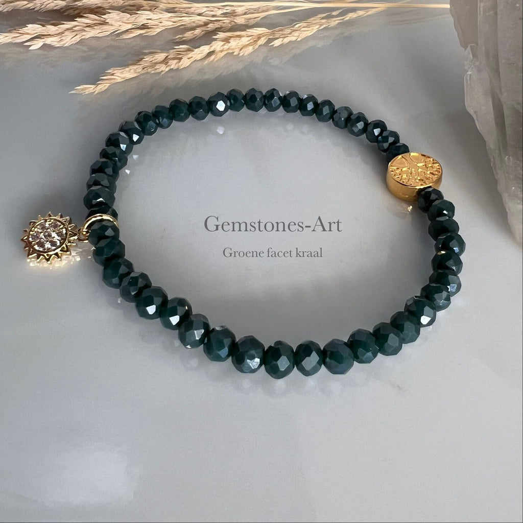 Dames armband tree of life - Green  Czech facet image 1
