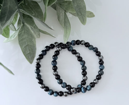 armband - unisex  / obsidiaan / hematiet / valkenoog image 0
