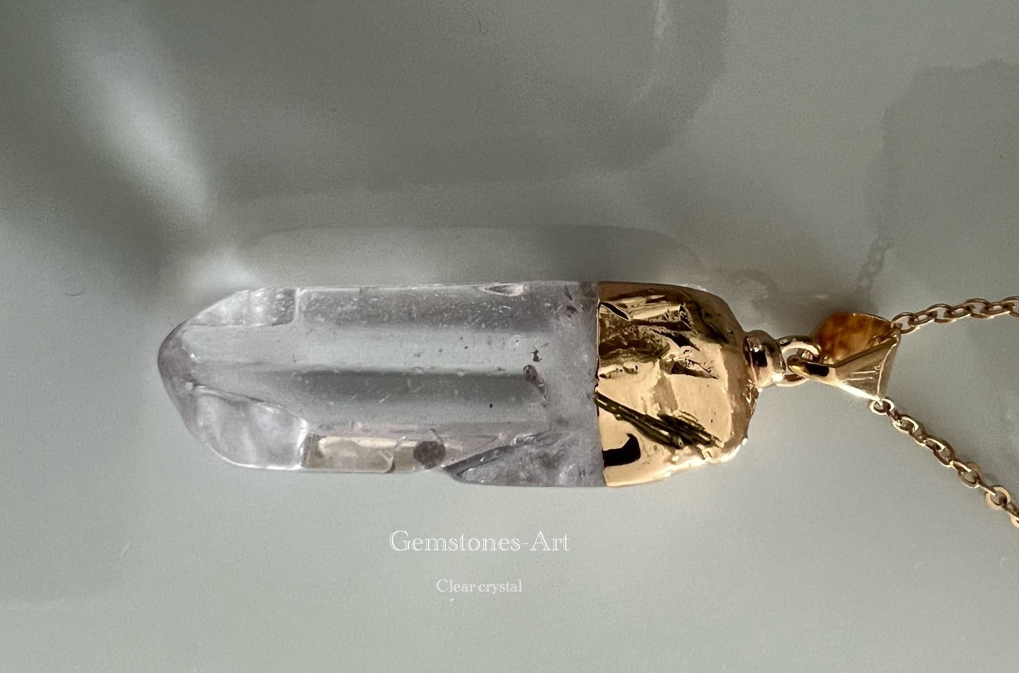 Bergkristal hanger met ketting image 1