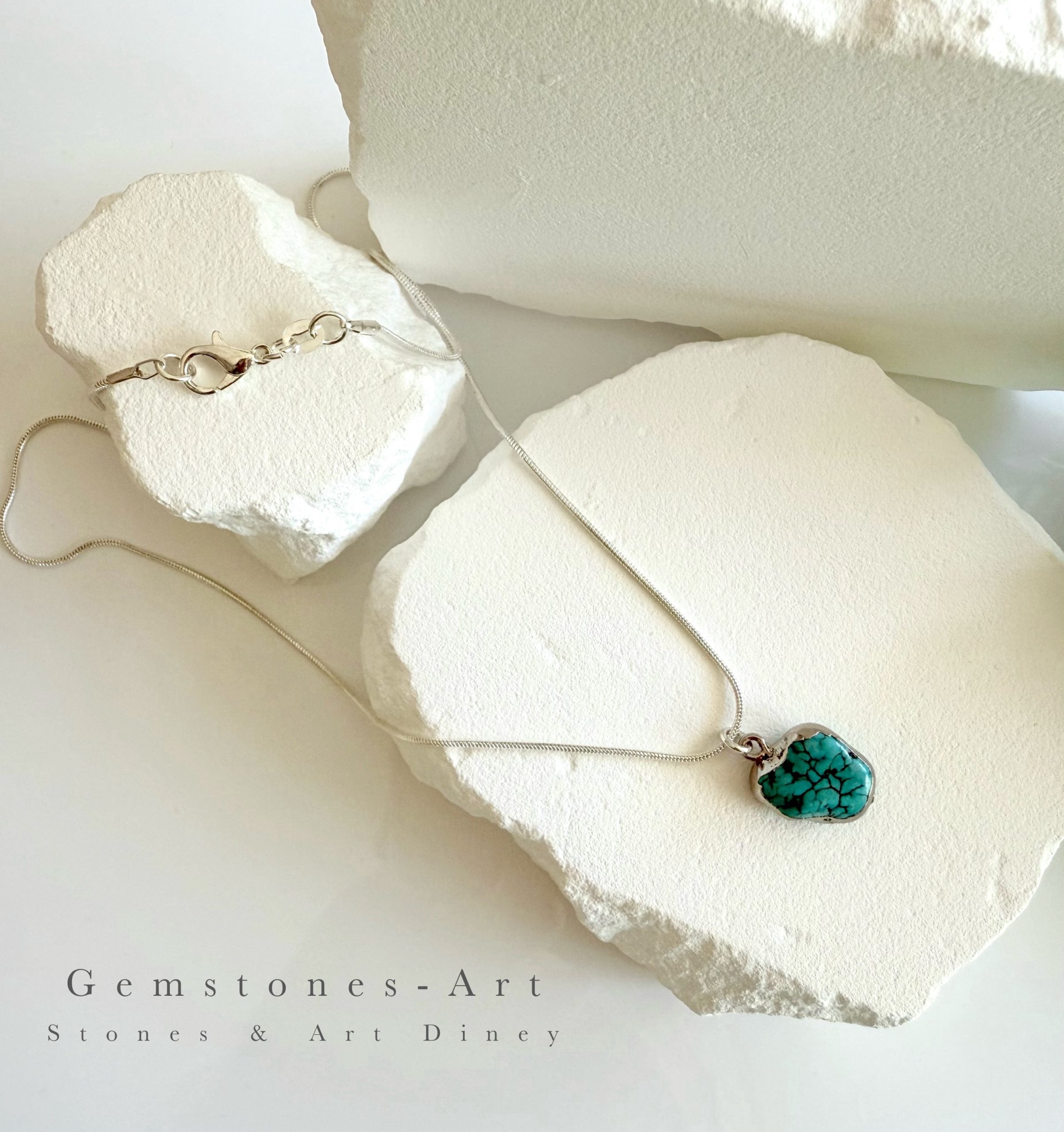 Ketting / turquoise hanger - zilver image 1