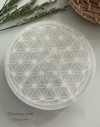 Edelsteen Seleniet Oplaad plaat Flower of life image 1