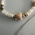 armband maansteen met schildpad tussen bedel image 0