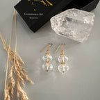 Bergkristal facet oorhangers - 14kt goud image 1