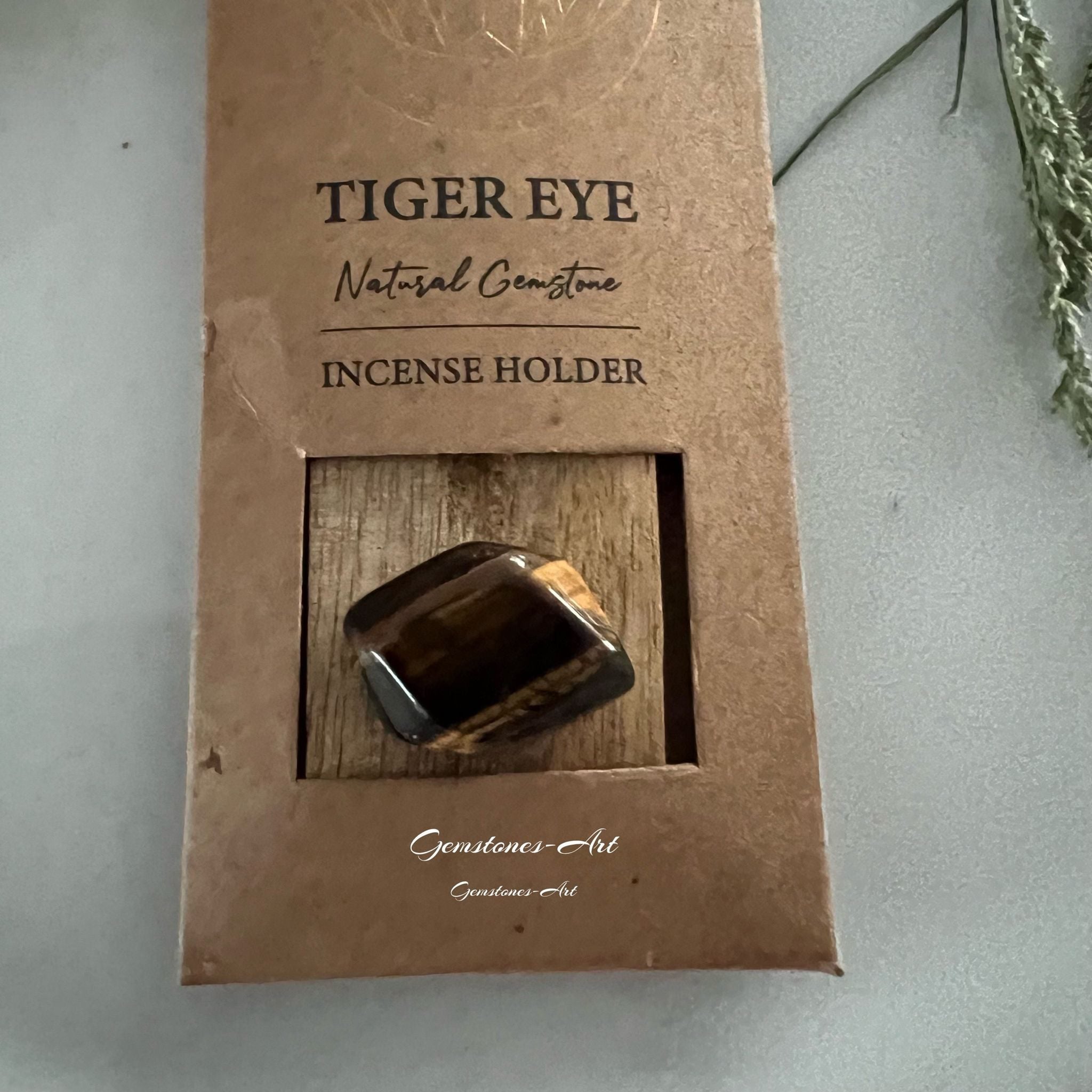 Wierook houder met edelsteen (tijgeroog) image 0