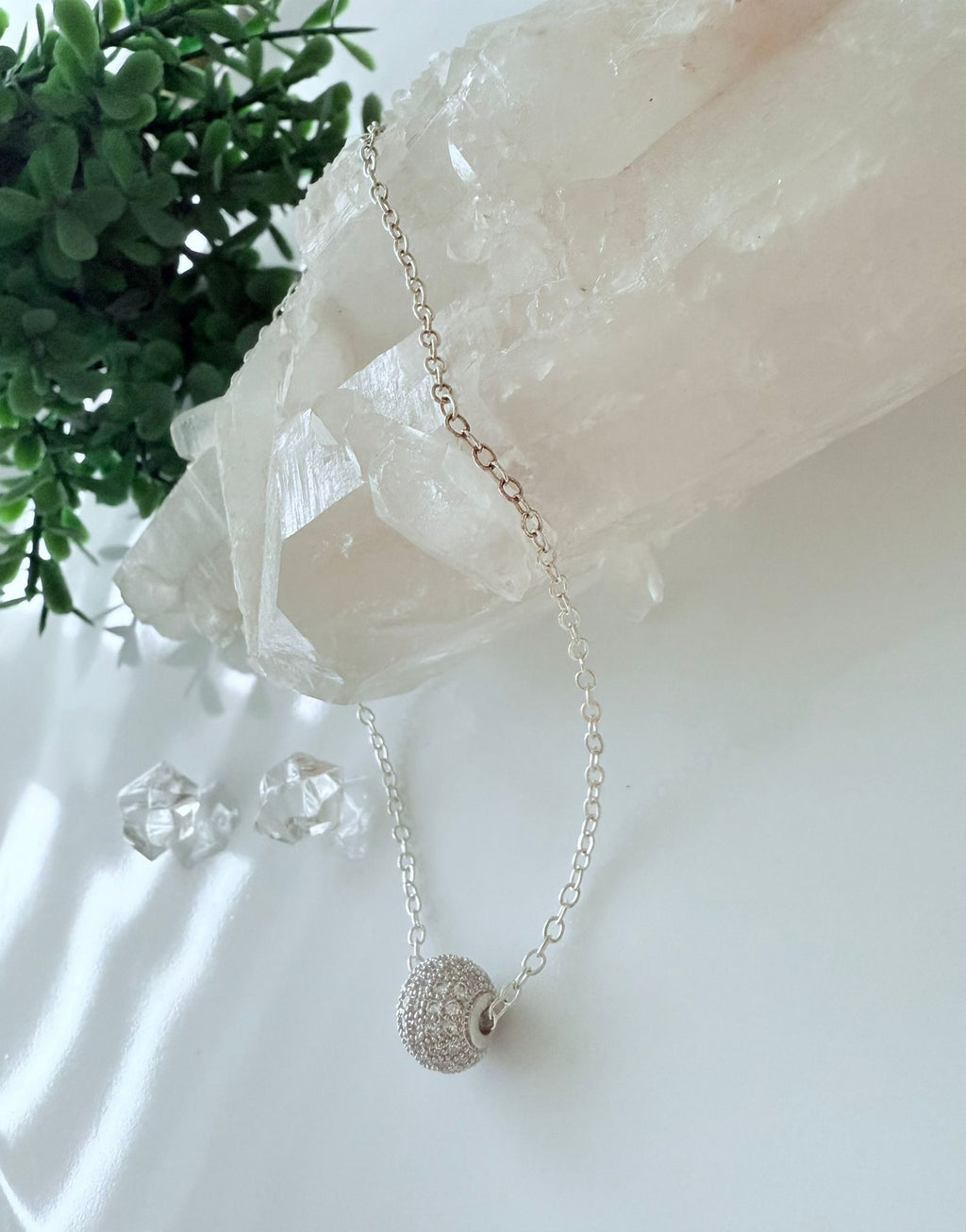 Dames ketting - hanger strass zilver image 2