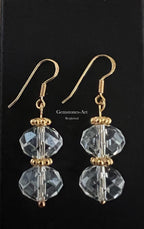 Bergkristal facet oorhangers - 14kt goud image 0