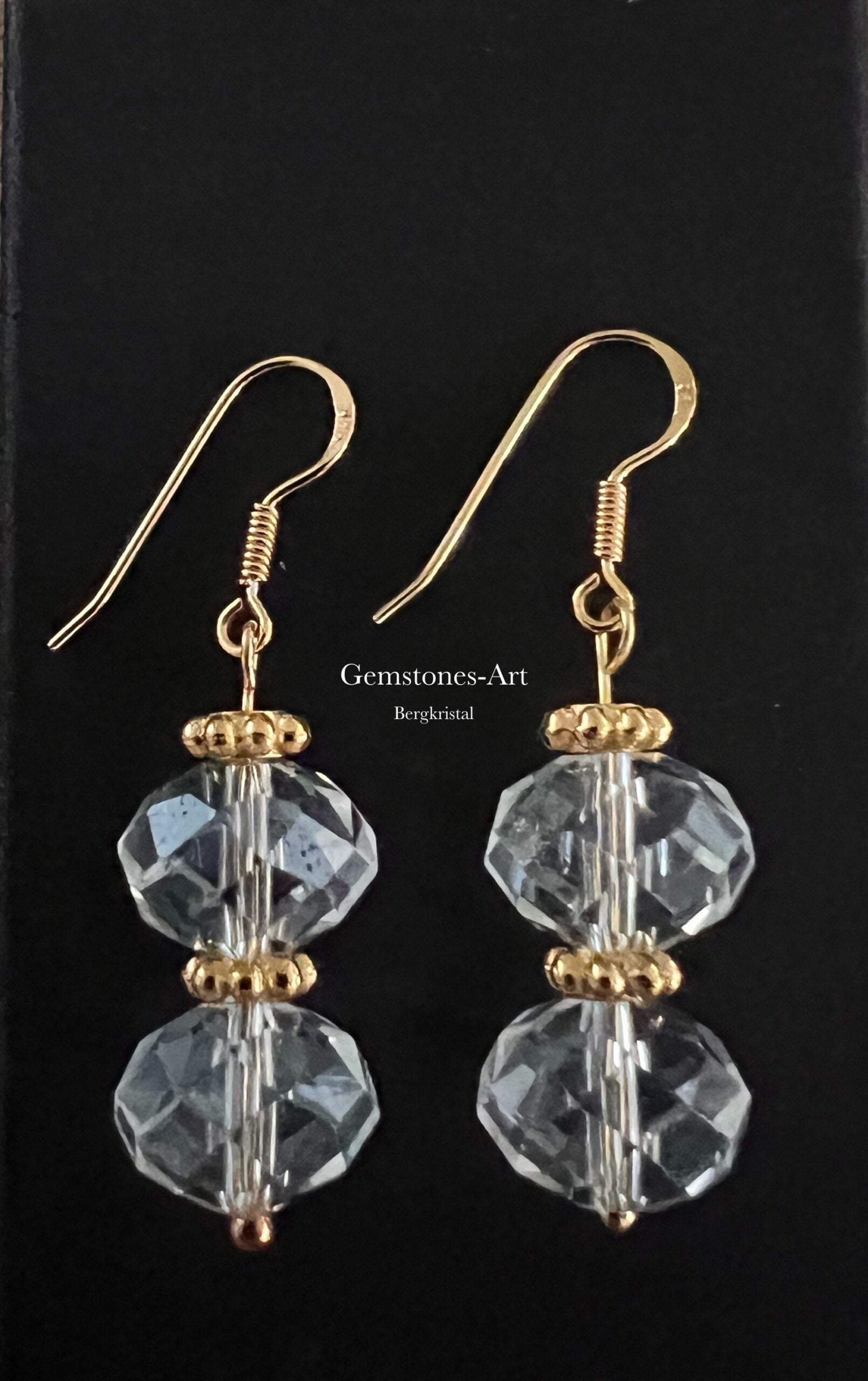 Bergkristal facet oorhangers - 14kt goud image 0