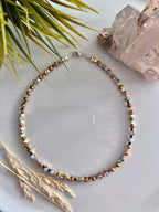 Dames ketting Czech Glaskraal goud/lichtgrijs ( Handmade) image 1