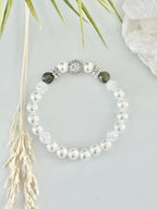 Dames armband zoetwater parel “groen agaat, ice &amp; fire” image 0