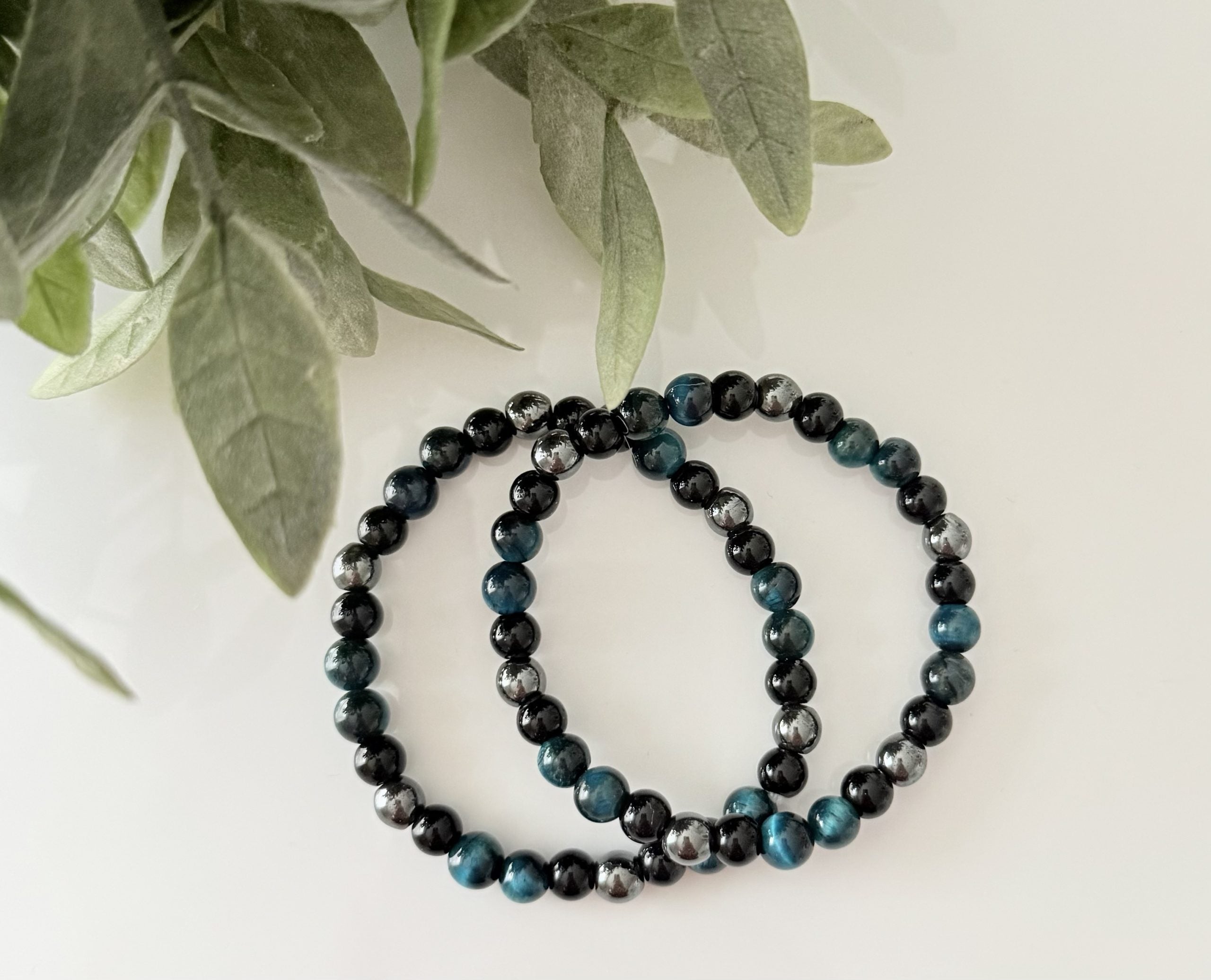 Herenarmband - obsidiaan, hematiet, valkenoog image 0