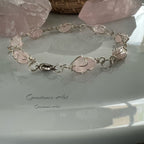 Enkelband / armband Rozenkwarts (omwikkeld met zilverdraad) image 1