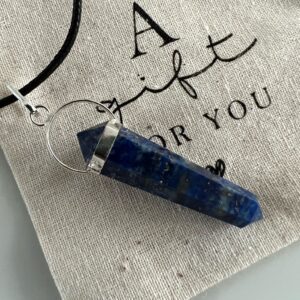 Hanger Lapis lazuli Dubbeleinder met Waxkoord