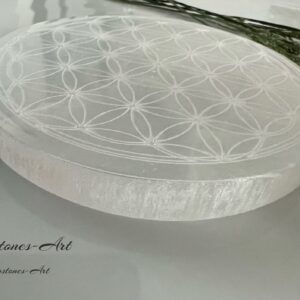 Edelsteen Seleniet Oplaad plaat Flower of life