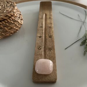 Wierook houder met edelsteen (rozenkwarts)