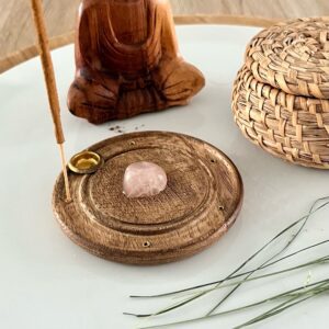 Wierook houder met edelsteen (rozenkwarts)