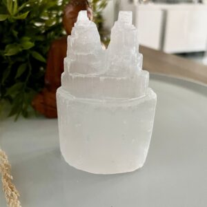 Selenite dubbele ijstoren - lengte 10 cm