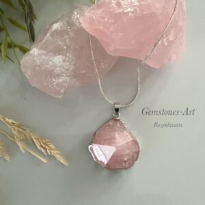 Rozenkwarts hanger + ketting