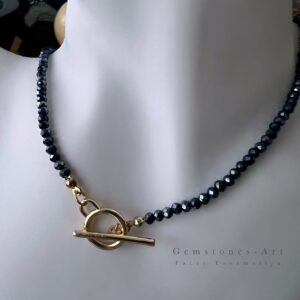 Dames ketting  toermalijn met kapittel slot